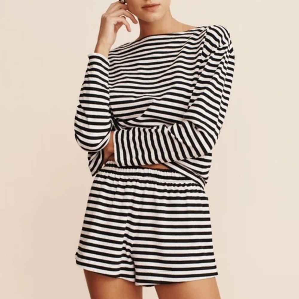 Posse Dakota Striped Long Sleeve Top and Shorts Set